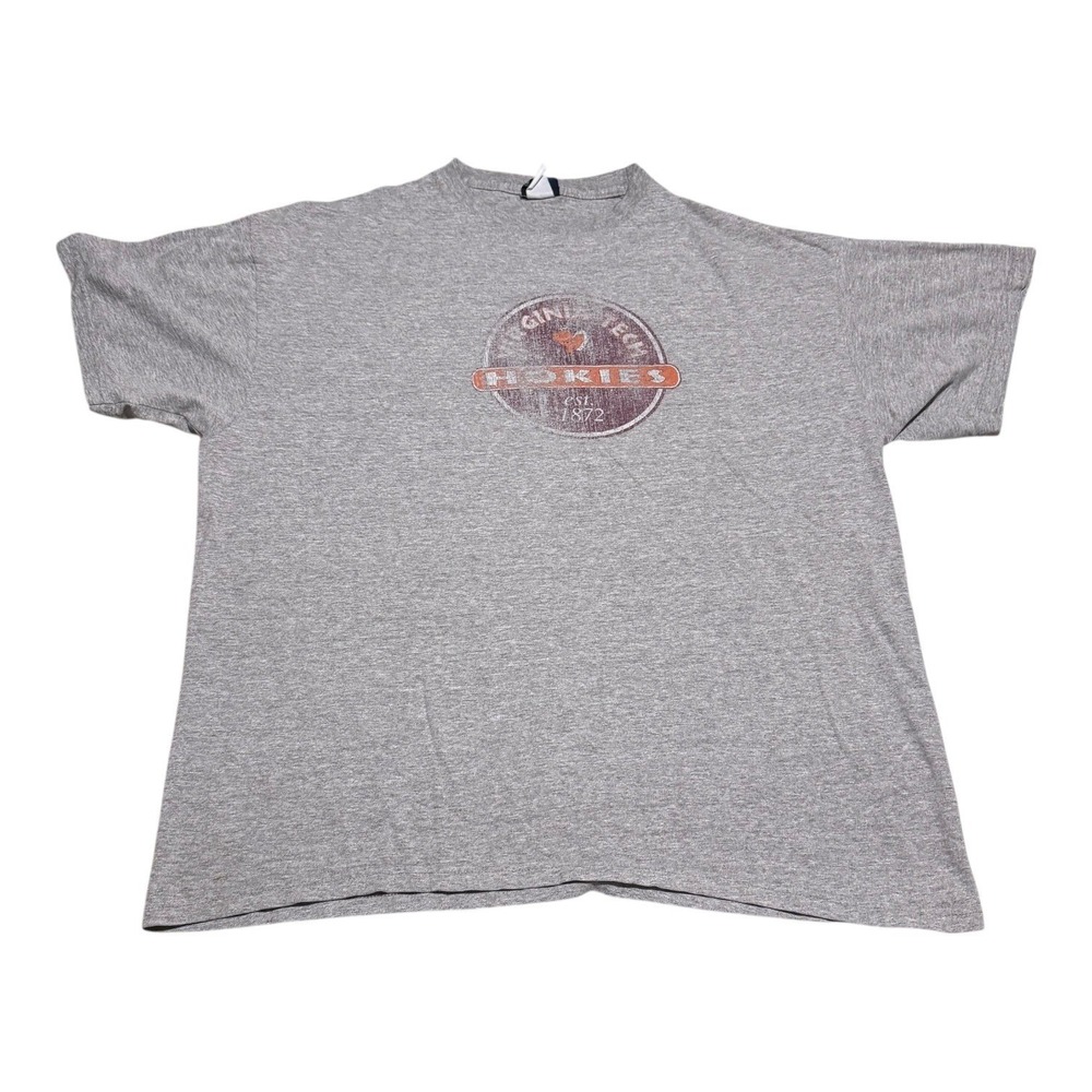 Vintage 2000s Champs Virginia Tech Hokies Faded Gray Shirt Men's 2XL FLAWS